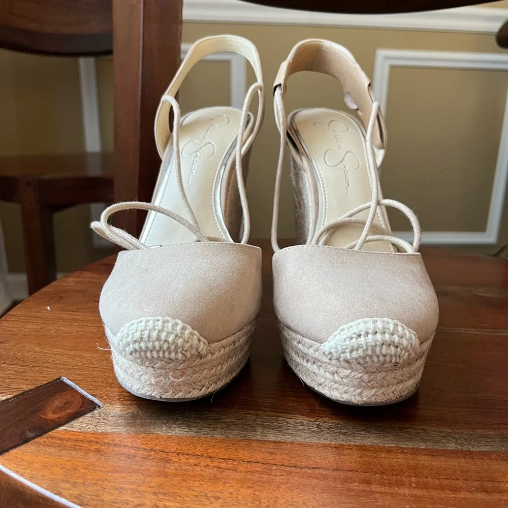 Jessica Simpson Beige Espadrille Platform Lace-Up Zilkio Sandal